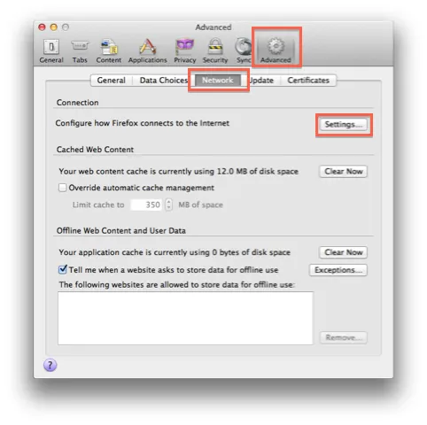 Firefoxのプロキシ設定