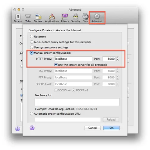 Firefoxのプロキシ設定2