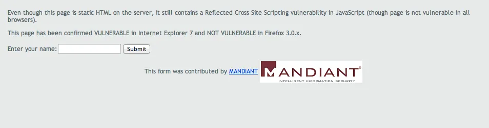 Simple Form with DOM Cross Site Scripting