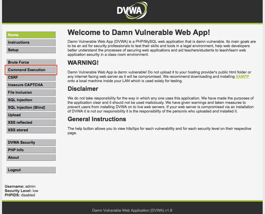 DVWAトップページ