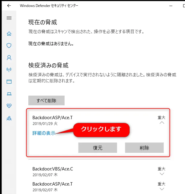 [詳細の表示] をクリックします